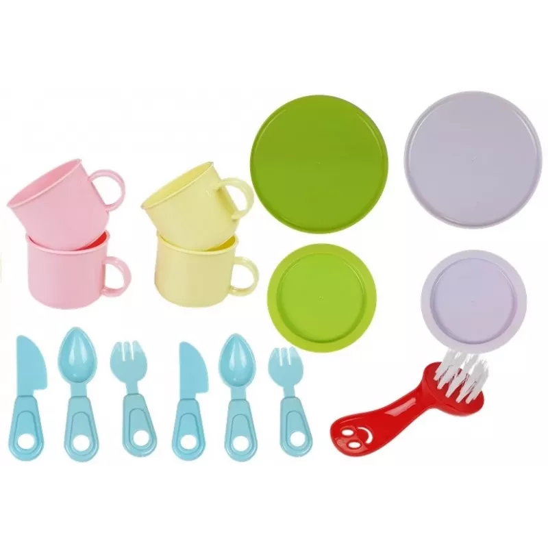 LEAN TOYS lavabo de colores con grifo y lavavajillas con accesorios