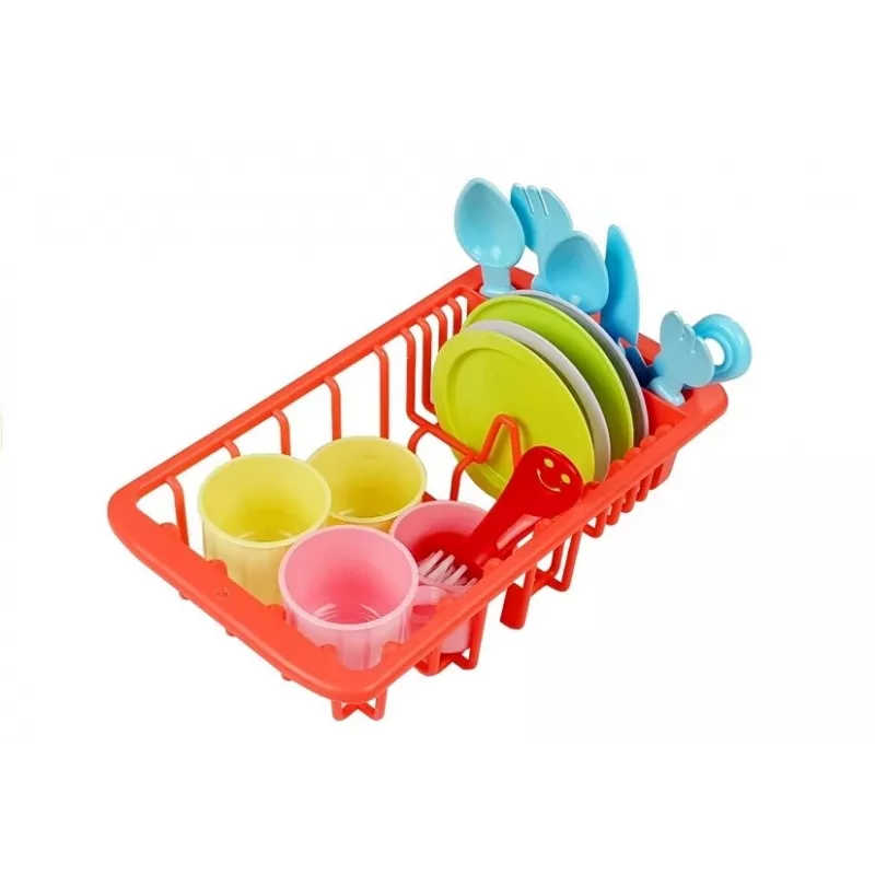LEAN TOYS lavabo de colores con grifo y lavavajillas con accesorios