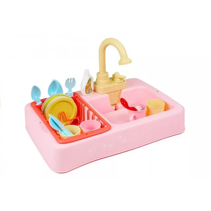 LEAN TOYS lavabo de colores con grifo y lavavajillas con accesorios