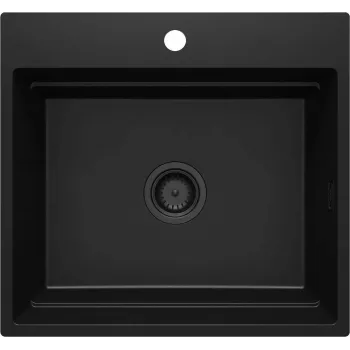 DEANTE Fregadero de granito magnético 1 seno negro