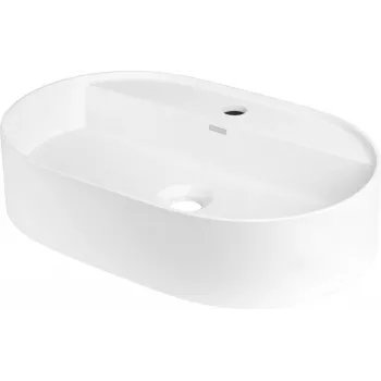 DEANTE Encimera de lavabo de granito con isla de grifería - ovalada - negro mate