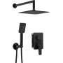 DEANTE Conjunto de ducha empotrado con caja mezcladora, serie Omnires Y, negro mate, ducha de lluvia Ø250 mm