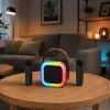 LEAN Set de karaoke altavoz Bluetooth dos micrófonos luces LED negro