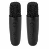 LEAN Set de karaoke altavoz Bluetooth dos micrófonos luces LED negro