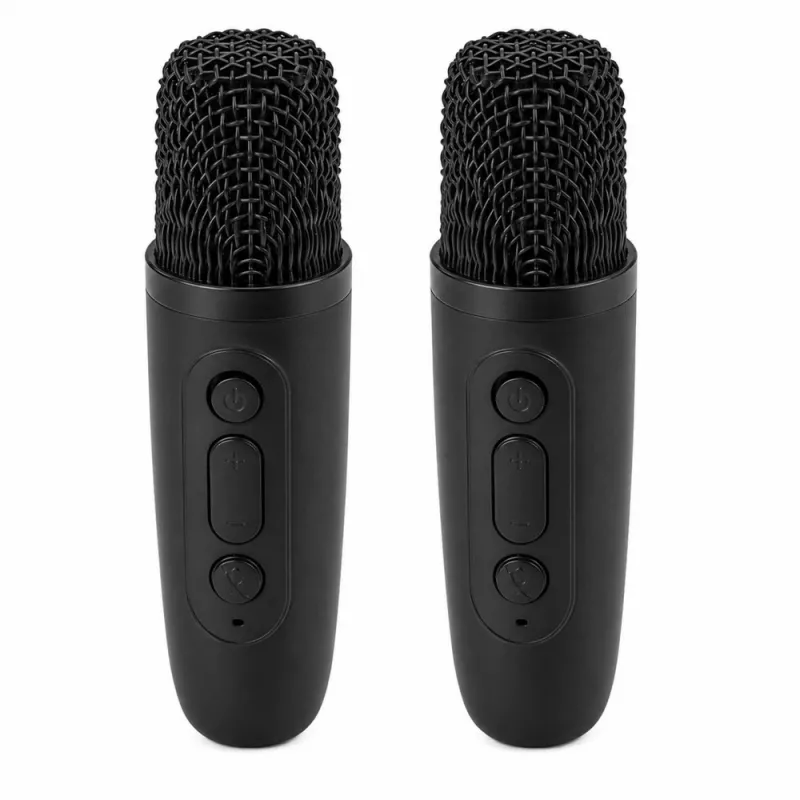 LEAN Set de karaoke altavoz Bluetooth dos micrófonos luces LED negro