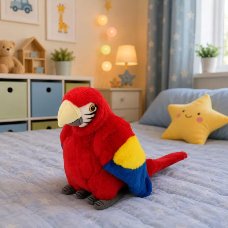 LEAN TOYS Loro de peluche Guacamayo Ave exótica Mascota Peluche rojo 24 cm