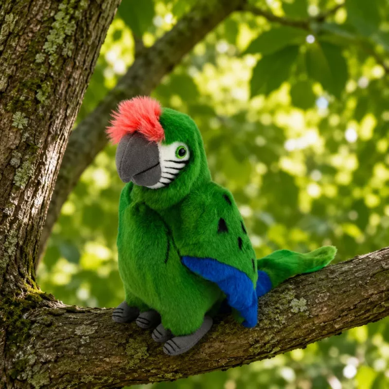 LEAN TOYS Loro de peluche Guacamayo Ave exótica Mascota Peluche verde 24 cm