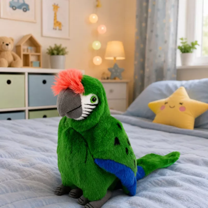 LEAN TOYS Loro de peluche Guacamayo Ave exótica Mascota Peluche verde 24 cm