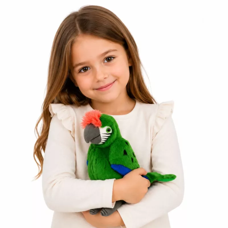 LEAN TOYS Loro de peluche Guacamayo Ave exótica Mascota Peluche verde 24 cm