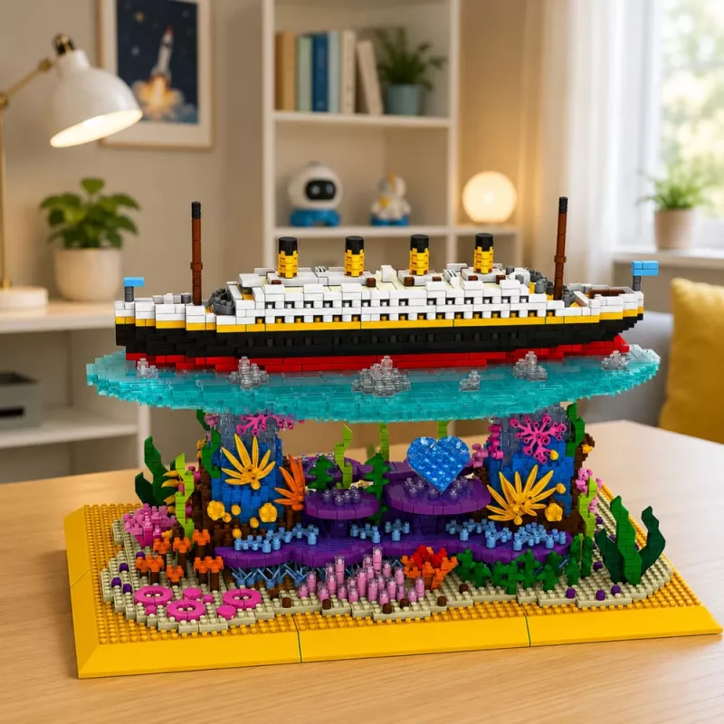 LEAN TOYS Bloques de construcción Barco Titanic sobre un arrecife de coral 3892 piezas