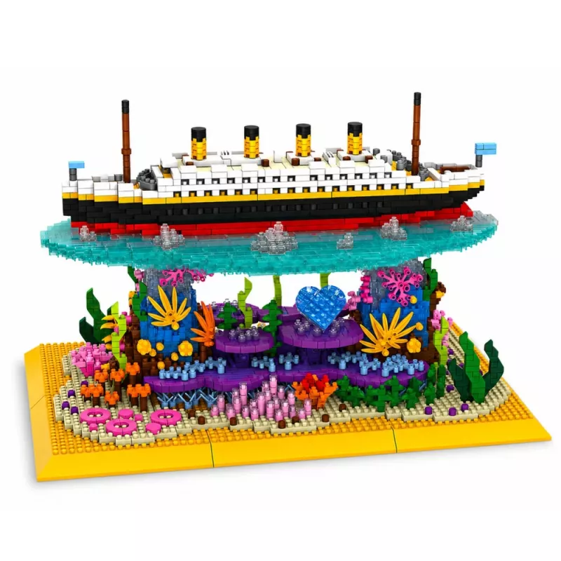 LEAN TOYS Bloques de construcción Barco Titanic sobre un arrecife de coral 3892 piezas