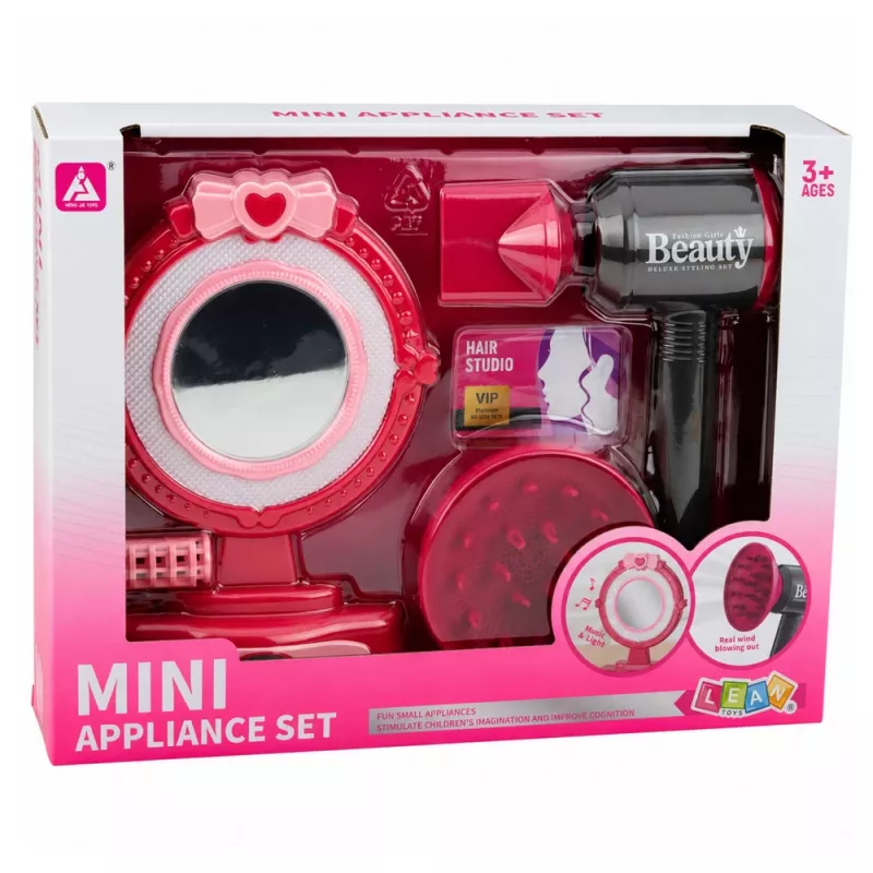 LEAN TOYS Set de peluquería con secador, espejo, luces, sonidos y accesorios