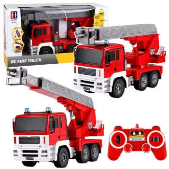 LEAN TOYS Camión de bomberos con brazo giratorio 660°, radiocontrol RC 1:20