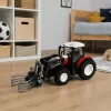 LEAN TOYS RC Tractor agrícola rojo con mando a distancia y pinza para balas 1:24