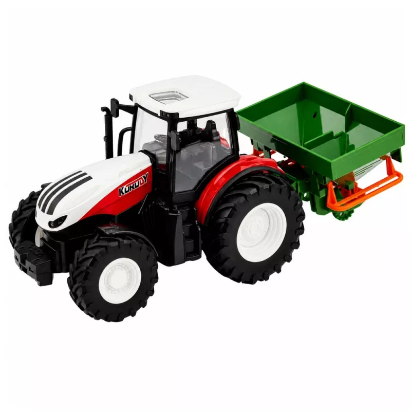 LEAN TOYS Tractor RC con mando a distancia y sembradora, luz, rojo, 1:24
