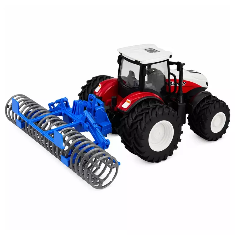 LEAN TOYS Tractor con mando a distancia y rodillo RC luces rojo 1:24