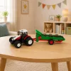 LEAN TOYS Tractor agrícola con cinta transportadora, RC luces para balas, con mando a distancia, escala 1:24
