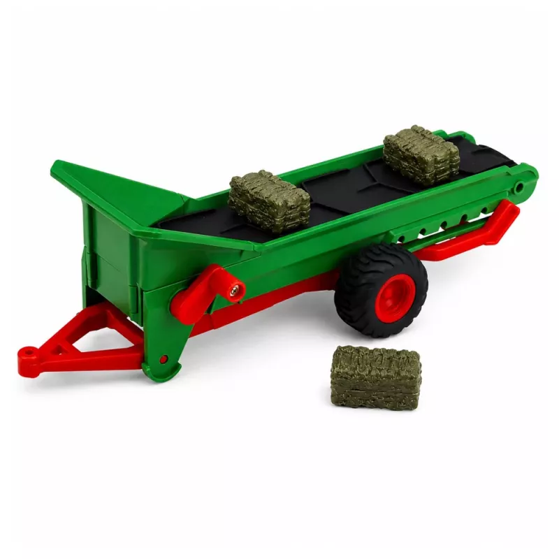 LEAN TOYS Tractor agrícola con cinta transportadora, RC luces para balas, con mando a distancia, escala 1:24