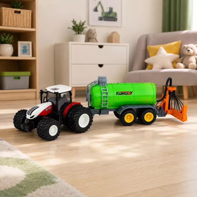LEAN TOYS Tractor agrícola con mando a distancia y pulverizador de fertilizante líquido 1:24