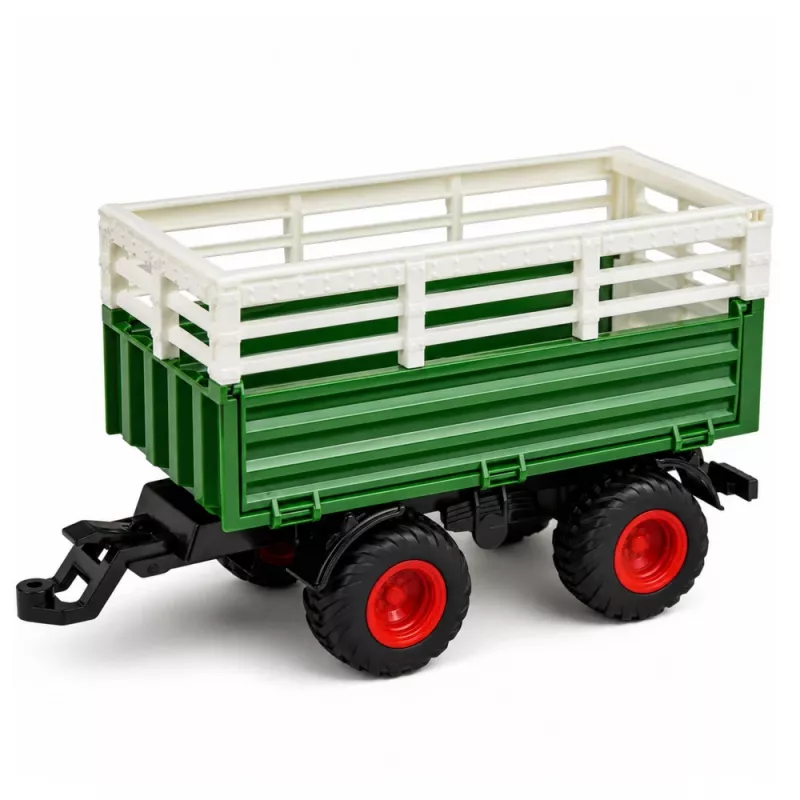 LEAN TOYS Tractor RC con mando a distancia, remolque y figura de vaca 1:24