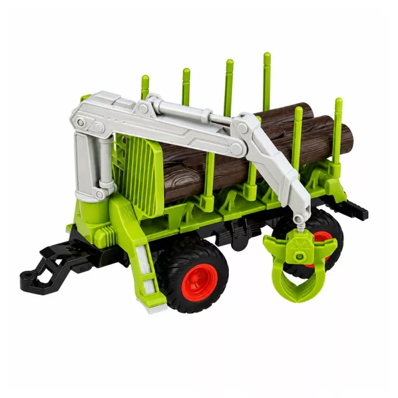 LEAN TOYS Tractor teledirigido RC con remolque forestal y pinza para madera 1:24