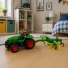 LEAN TOYS Tractor teledirigido con rastrillo de heno, luces RC 1:24