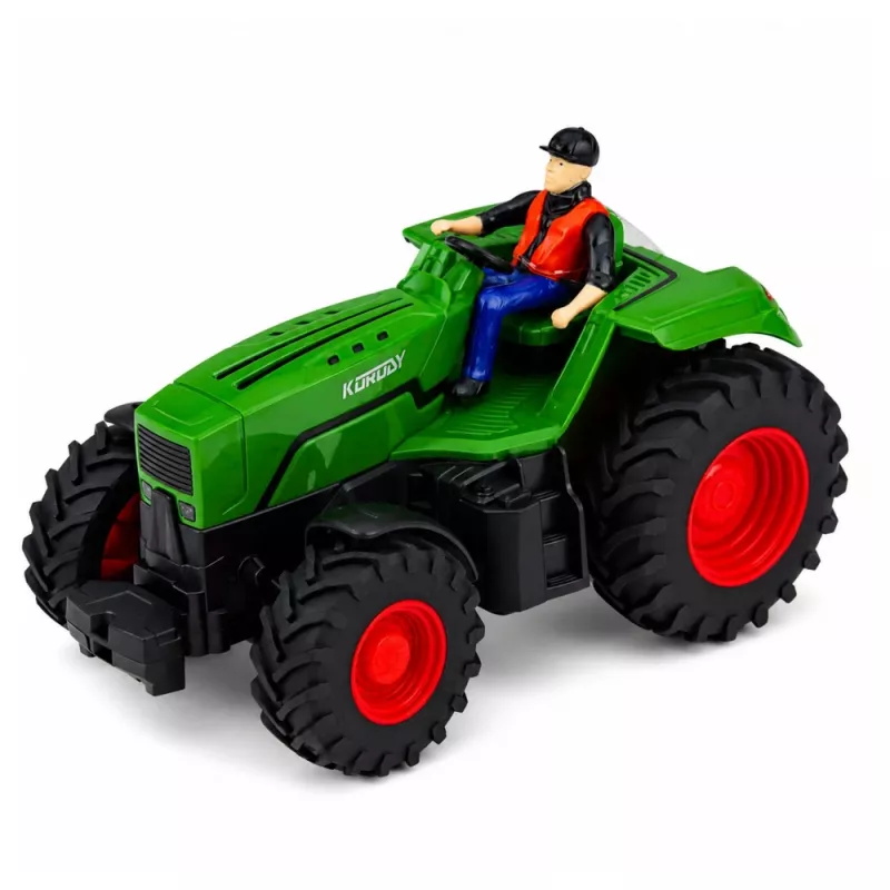 LEAN TOYS Tractor teledirigido con rastrillo de heno, luces RC 1:24