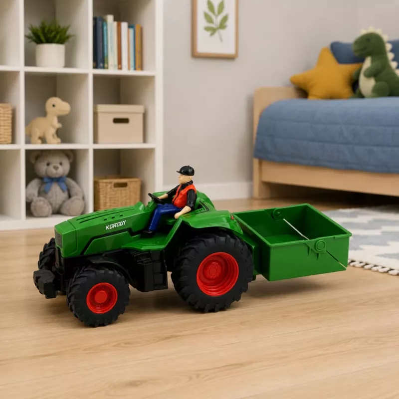LEAN TOYS Tractor agrícola RC teledirigido con remolque Farmer 1:24