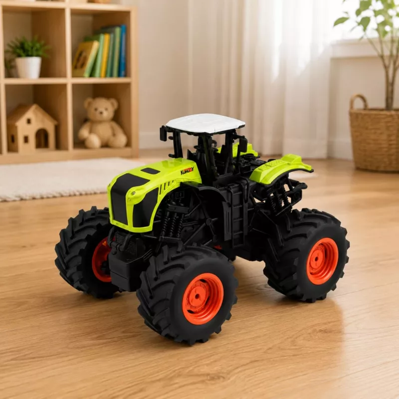 LEAN TOYS Tractor agrícola RC teledirigido alto con luces y sonidos verde 1:16