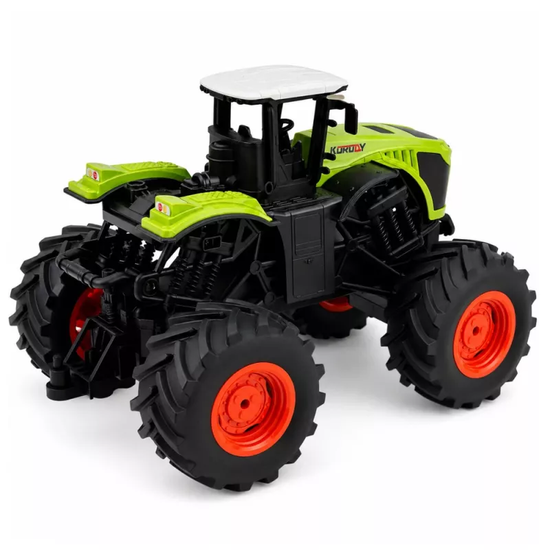 LEAN TOYS Tractor agrícola RC teledirigido alto con luces y sonidos verde 1:16
