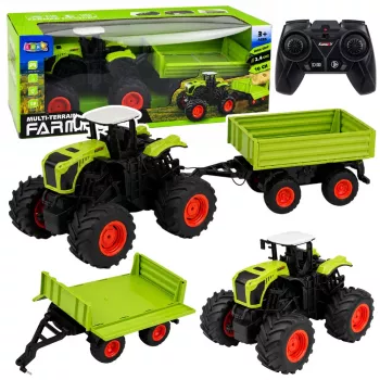 LEAN TOYS Tractor agrícola alto con remolque basculante, teledirigido, RC 1:16