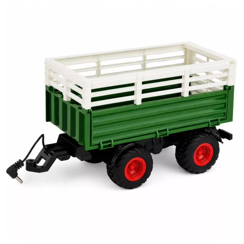 LEAN TOYS Tractor agrícola RC con remolque basculante e iluminación 1:24