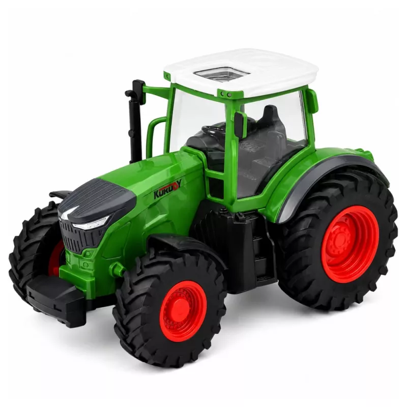 LEAN TOYS Tractor agrícola RC con remolque basculante e iluminación 1:24