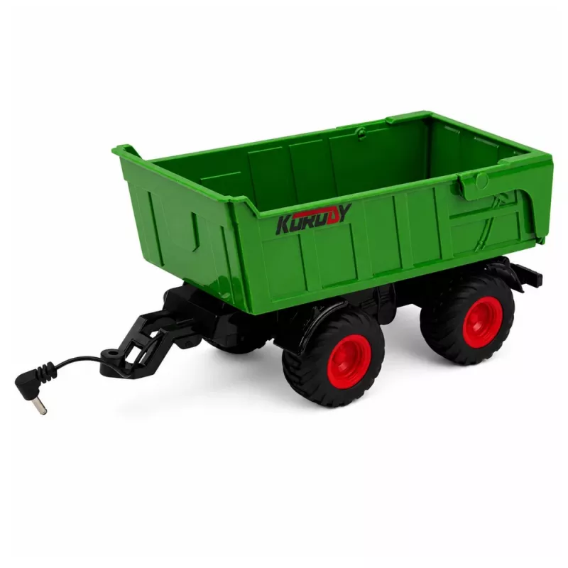 LEAN TOYS Tractor agrícola RC con remolque basculante e iluminación 1:24