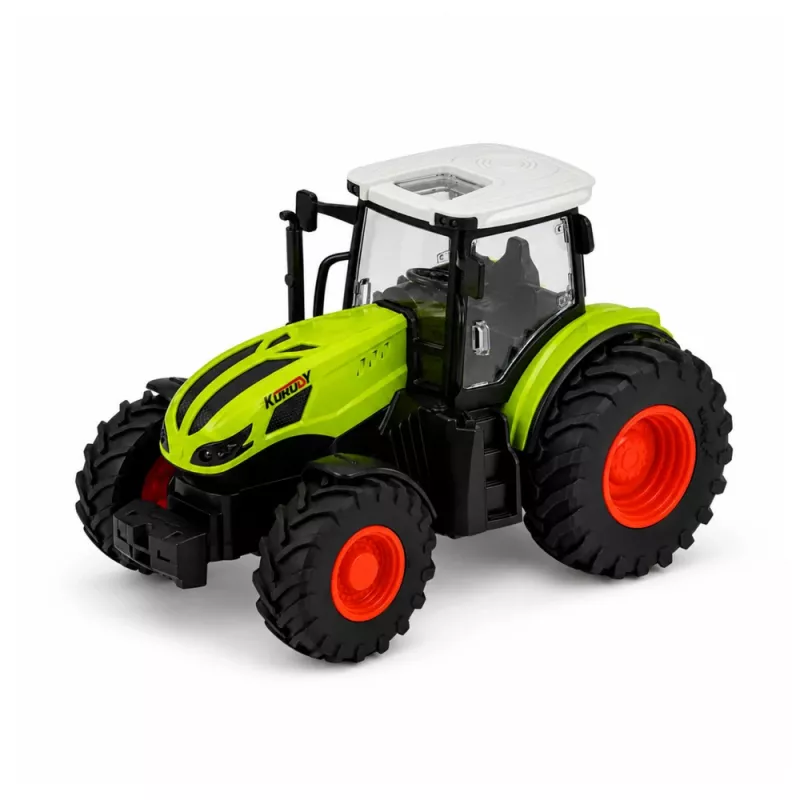 LEAN TOYS Tractor agrícola RC con remolque basculante e iluminación 1:24
