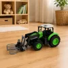 LEAN TOYS Tractor RC con pinza para balas, teledirigido, luces, verde, 1:24