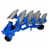 LEAN TOYS Tractor agrícola con arado de doble vertedera, neumáticos de goma, verde, 1:24