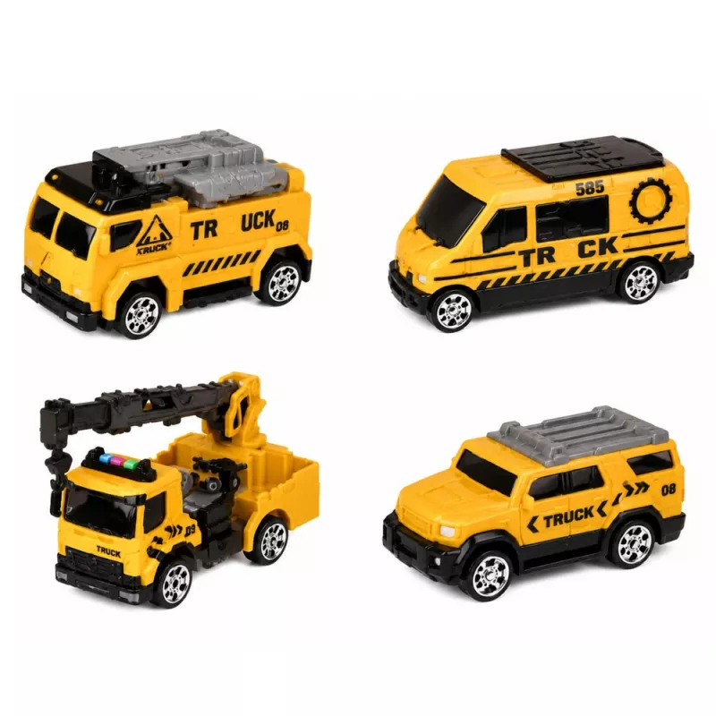 LEAN TOYS Camión con grúa y transportador de vehículos, luz, sonido, verde