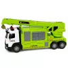 LEAN TOYS Camión con grúa y transportador de vehículos, luz, sonido, verde