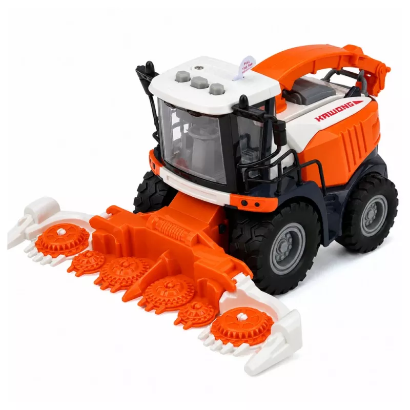 LEAN TOYS Cosechadora agrícola con cabezal de corte y arado, figuras de granjeros, caballo, luz y sonido, 4 piezas