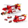 LEAN TOYS Gran avión de transporte de bomberos plegable con vehículos, luces y sonidos