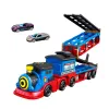 LEAN TOYS Transportador de locomotora con coches, vías, rampa de lanzamiento, luces y sonidos