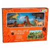 LEAN TOYS Set de figuras de animales salvajes zorro jirafa hipopótamo ciervo parque tablero 3D