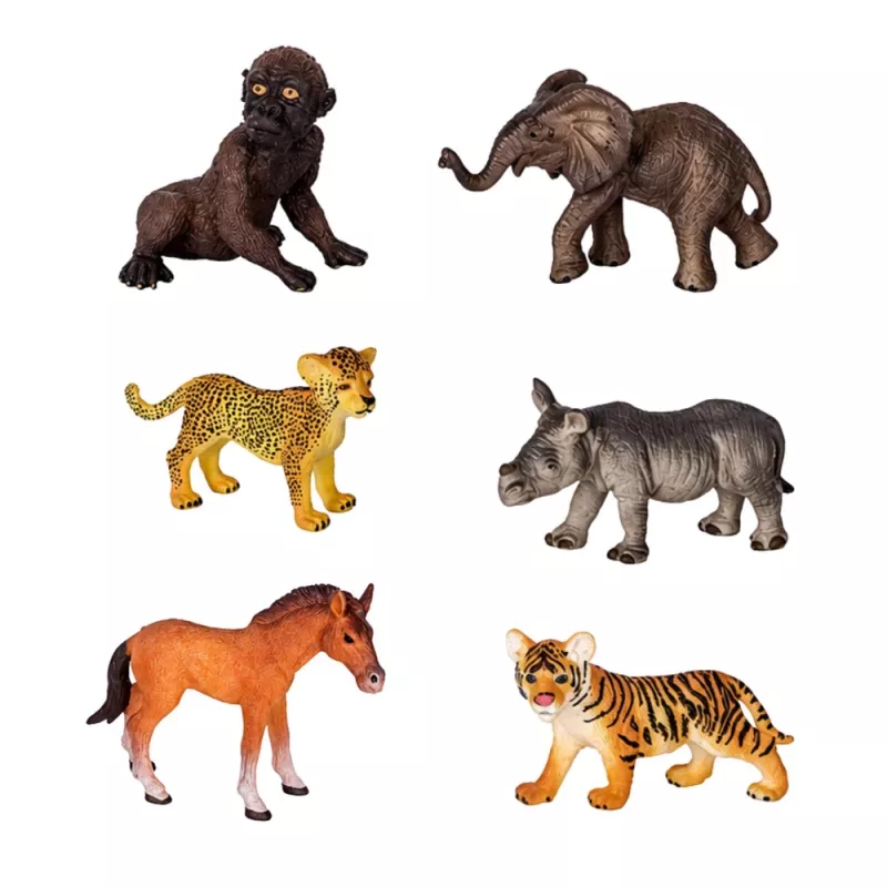 LEAN TOYS Set de figuras de animales salvajes leopardo tigre elefante caballo parque tablero 3D