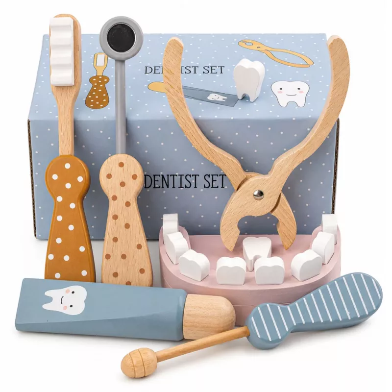 LEAN TOYS Set de dentista de madera Pequeño dentista
