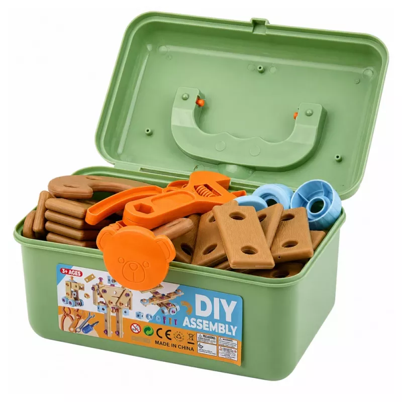 LEAN TOYS Maletín de construcción con destornillador y bloques, 190 piezas