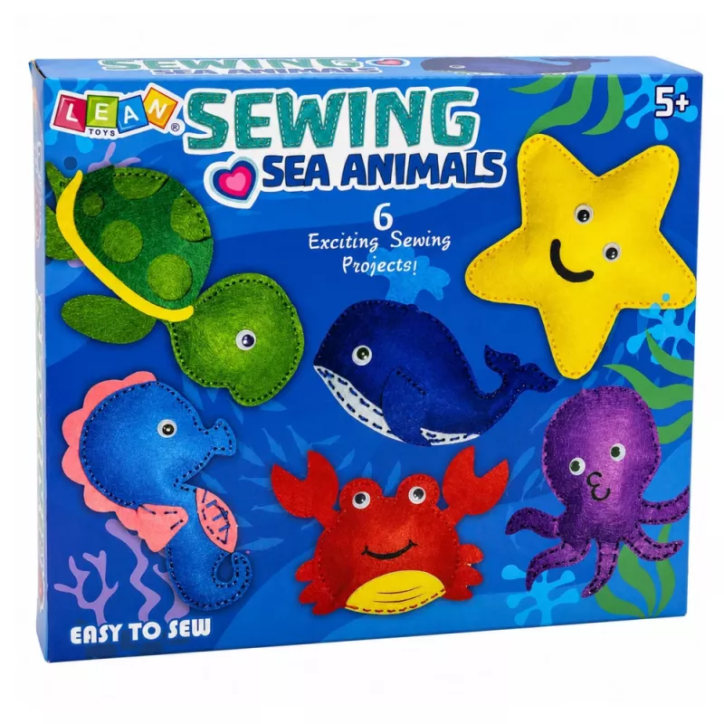 LEAN TOYS Set creativo de peluches para coser fieltro DIY animales marinos 6 uds.