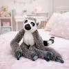 LEAN TOYS Mascota de peluche lémur con patas de velcro para colgar, 50 cm, gris/blanco/negro