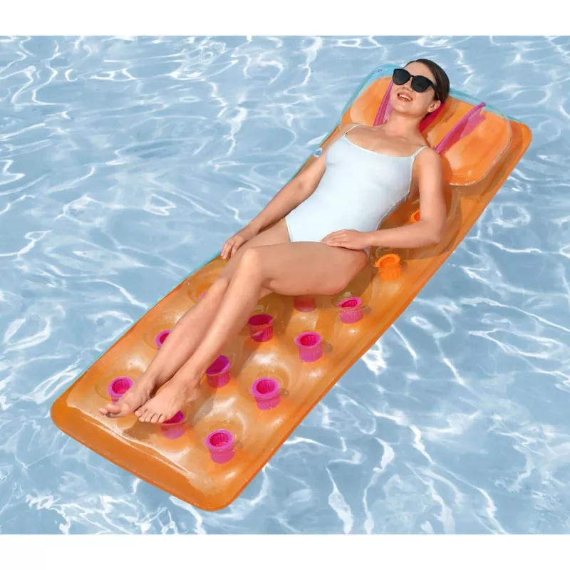 Bestway 43015 Colchoneta hinchable para piscina, naranja, 183x69x15 cm