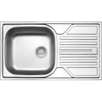 DEANTE Fregadero de acero inoxidable 1 cubeta con escurridor - desagüe de 3.5